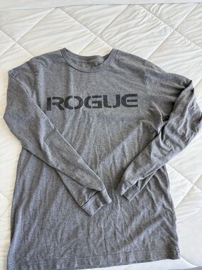 Rouge! Gray Long Sleeve Crewneck Tee with Bold Logo